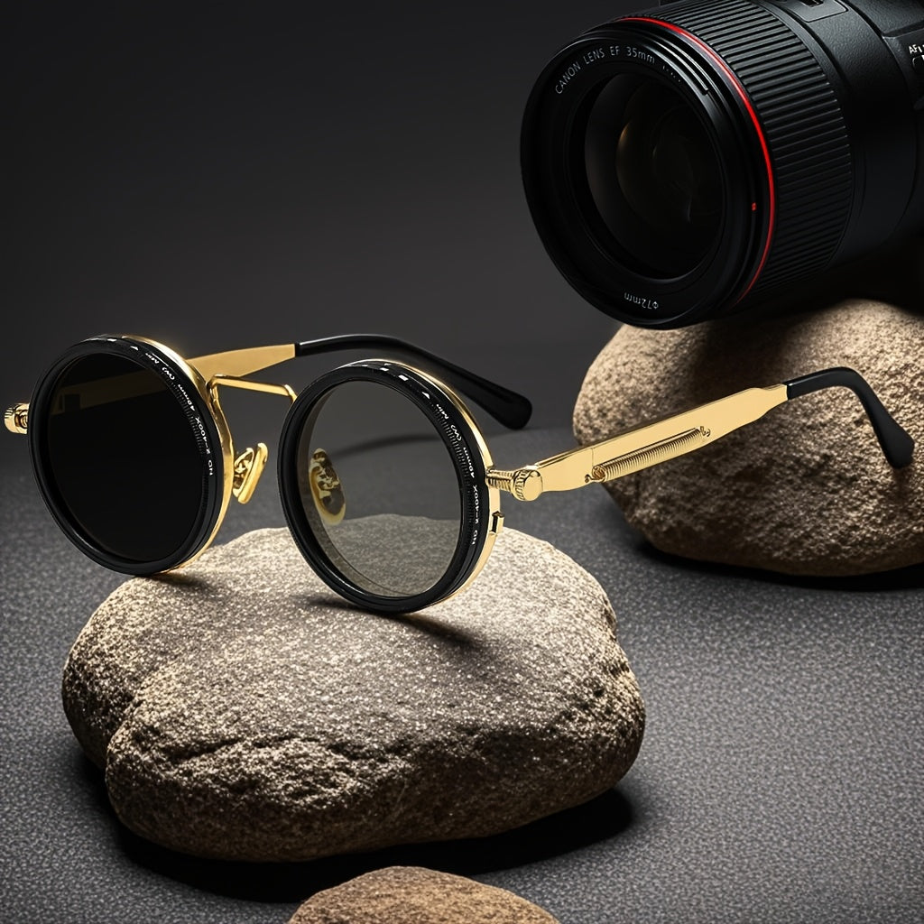 Óculos de Sol Polarizados Rotativos de Moda Punk Clássico com Ajuste de Tonalidade de Nove Níveis, Liga de Alumínio e Magnésio, para Homens e Mulheres, Presente de Natal, Halloween e Páscoa