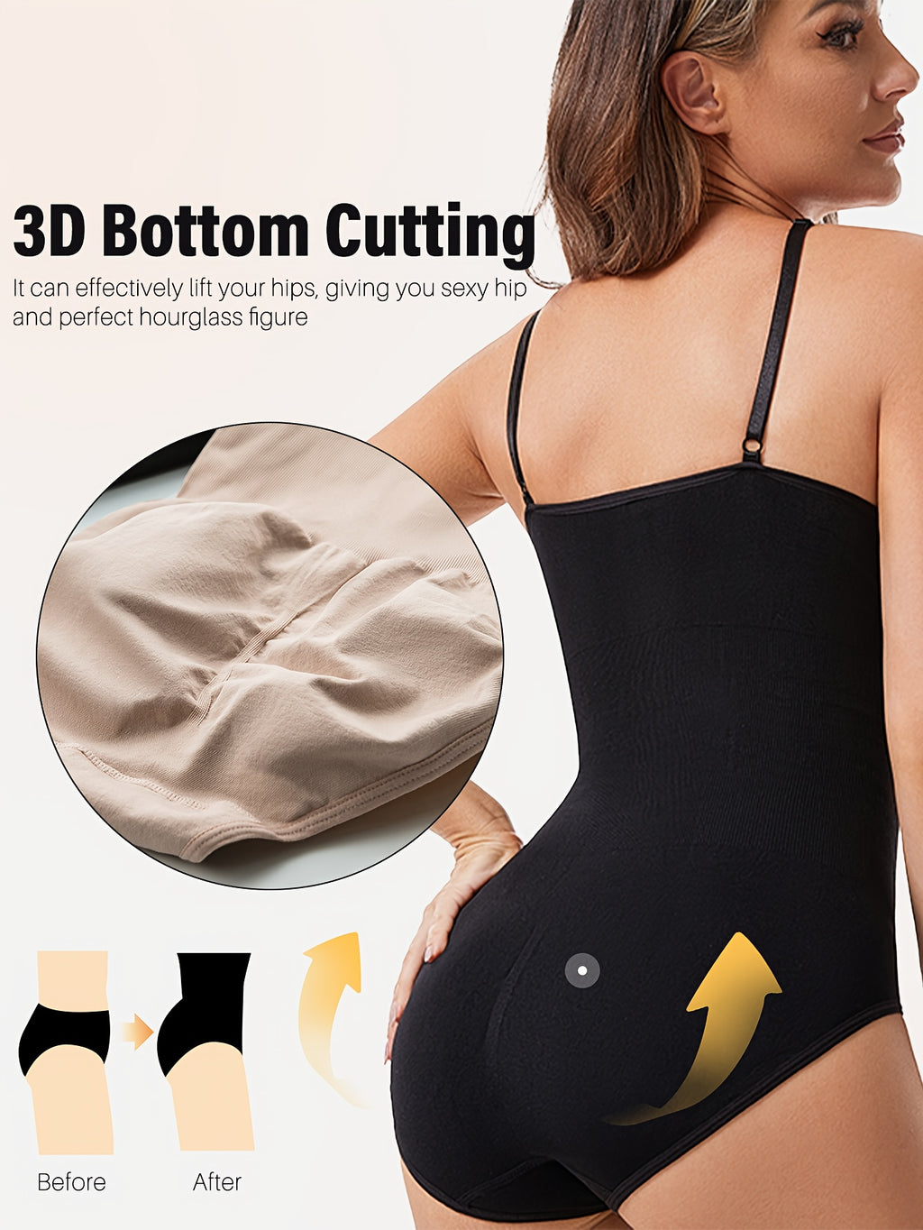 Conjunto de 3 peças de bodies sem costuras com controlo da barriga, realce do bumbum e efeito adelgaçante nos quadris