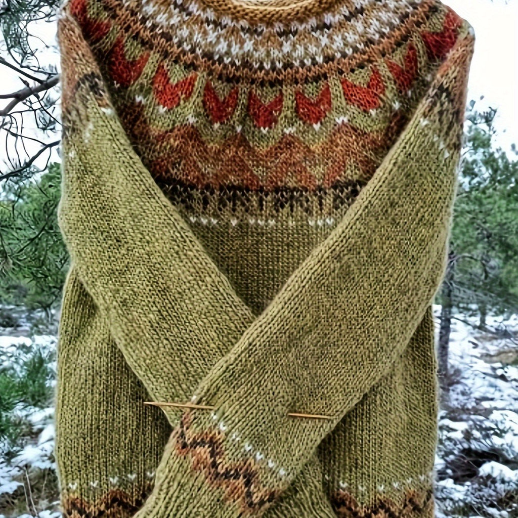 Elegant Color Block Knit Sweater for Women