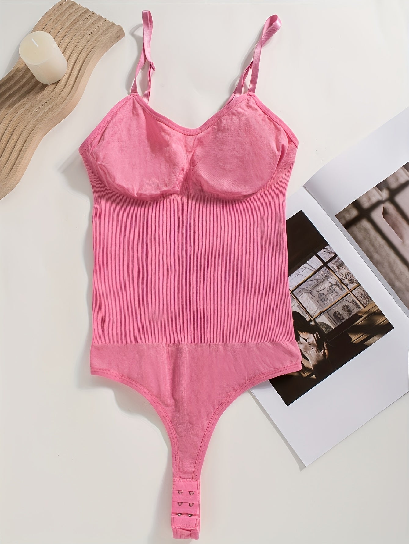 1peça Body Shaper Feminino Sem Costura com Tanga, Abertura na Barriga e Alças Ajustáveis - Suporte Médio, Peito e Cintura Sem Acolcho, Fato de Yoga Fitness em Amarelo Sólido, Estampa de Leopardo ou Preto Sem Costura