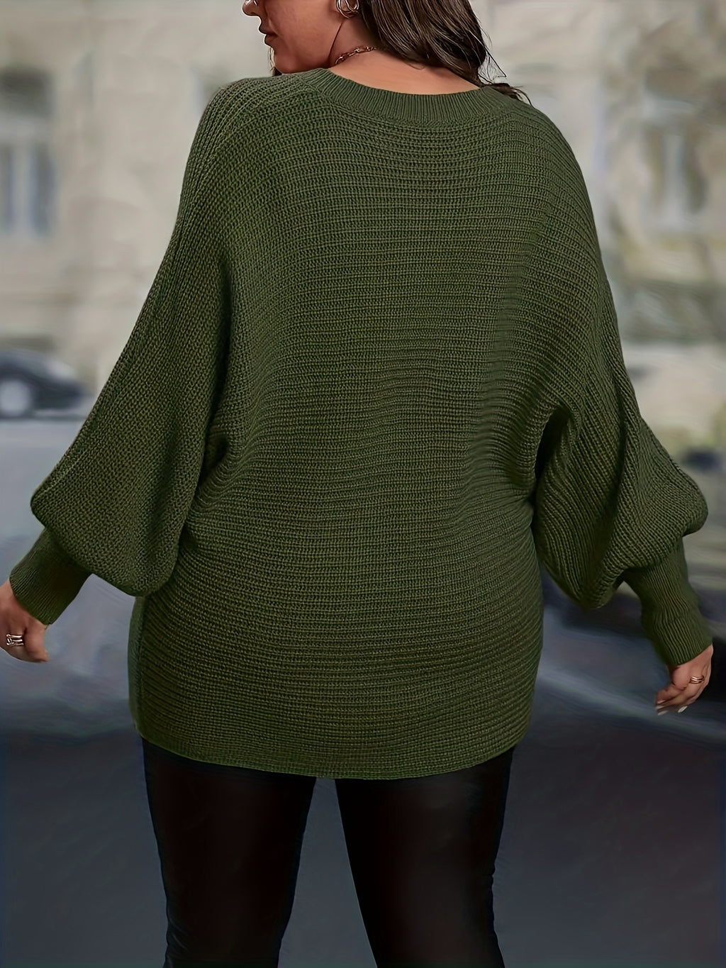 Blusa Feminina Plus Size Elegante, Pullover de Gola V em Malha, Presente para Halloween, Natal e Dia dos Namorados