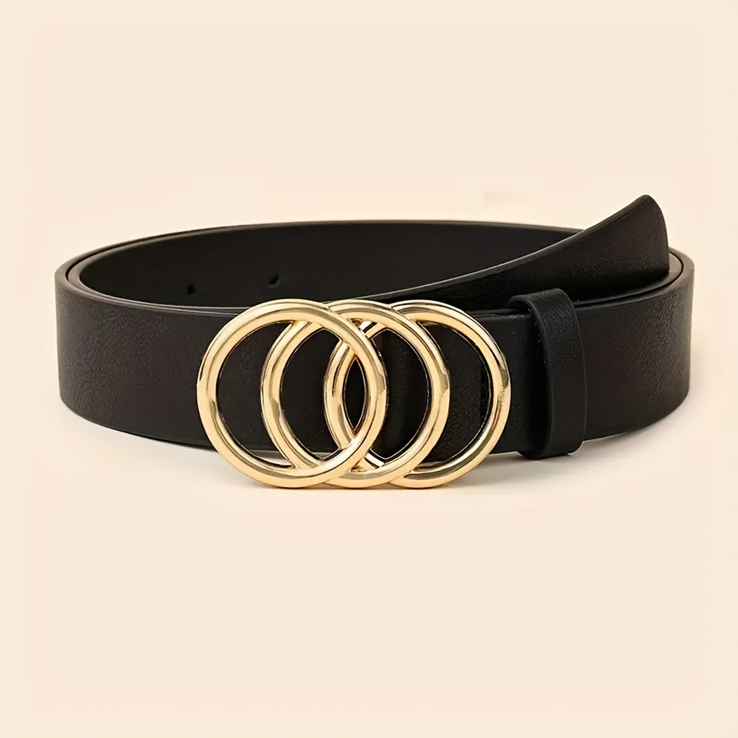 Um conjunto de três cintos minimalistas e elegantes para mulheres, cintos clássicos para jeans e vestidos, com um design que inclui três, dois e um fecho de metal, cintos de cor sólida elegantes, perfeitos para acessórios de cintura no dia a dia.