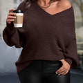 Charming Plus Size V-Neck Knit Pullover