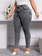 Jeans femininos oversized elásticos