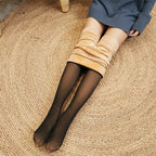 1 Par de Leggings Térmicas para Mulheres - Leggings Bege com Forro de Fleece para o Aquecimento de Inverno, Elásticas e Confortáveis, Cor Sólida, Apenas Lavar à Mão, Leggings de Inverno | Leggings Elásticas | Textura