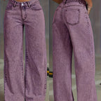 High-Waist Acid-Washed Straight Jeans with Tummy Control