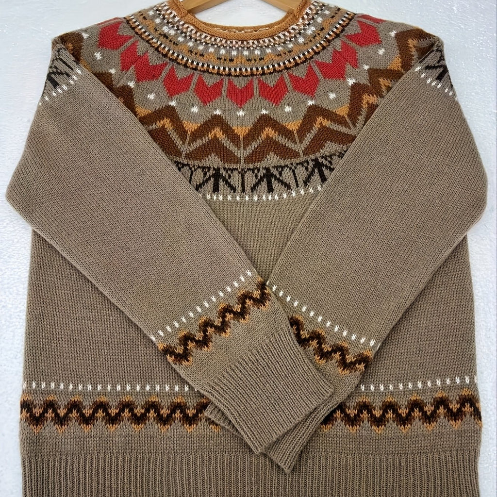 Elegant Color Block Knit Sweater for Women