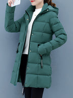 Urban Grace Quilted Mid-Length Jacket with Hood