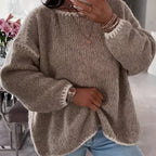Chic Color Block Off-Shoulder Knit Sweater
