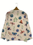 (Impressão Digital 2D) [Estampa Total] [Leve] [Suéter] Suéter de Malha Leve com Estampa Completa de Insetos, Gola Redonda Casual e Manga Longa, Moda Feminina