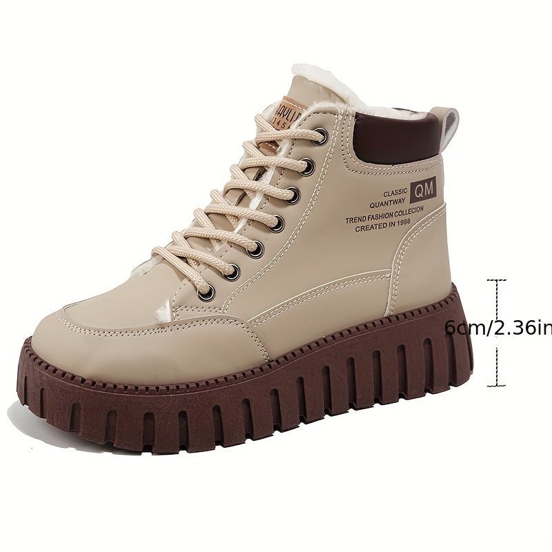 Botas de Cano Alto Femininas para Inverno com Forro Polar e Solado Grosso, Confortáveis e Casuais