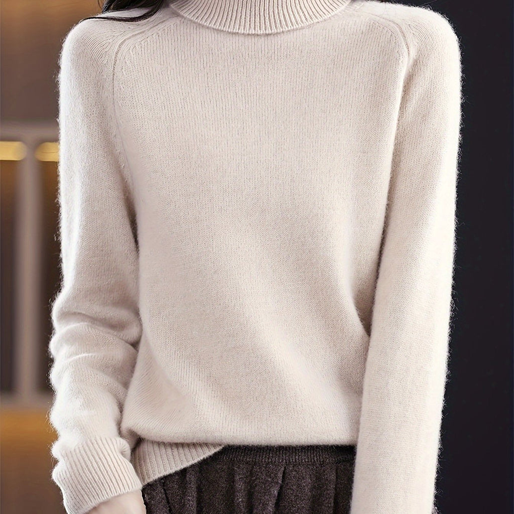 Chic High-Neck Women's Knit Sweater - Soft & Warm Essential