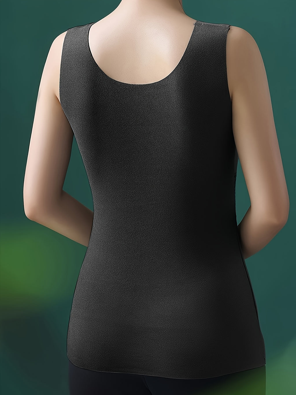 Conjunto de 2 Tops de Camisola Térmica de Veludo para Mulher com Soutien Incorporado, Elegante Top de Alças com Decote em V de Renda, Camisola Modeladora Quente de Inverno Forrada a Pelúcia sem Mangas - Preto & Bege