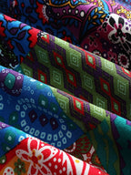 Casaco com Capuz Forrado de Fleece com Estampa Paisley & Floral Colorida - Quente, com Botões, Manga Longa, Roupa de Fora para Mulheres, Lavável à Máquina