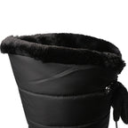 Botas de neve brancas para mulheres - Botas de inverno confortáveis até o meio da panturrilha com forro de pele sintética fofa, sola de borracha antiderrapante, salto plano e abertura lateral com fecho de correr para atividades ao ar livre, calçado de inverno | Botas de neve elegantes | Calçado durável