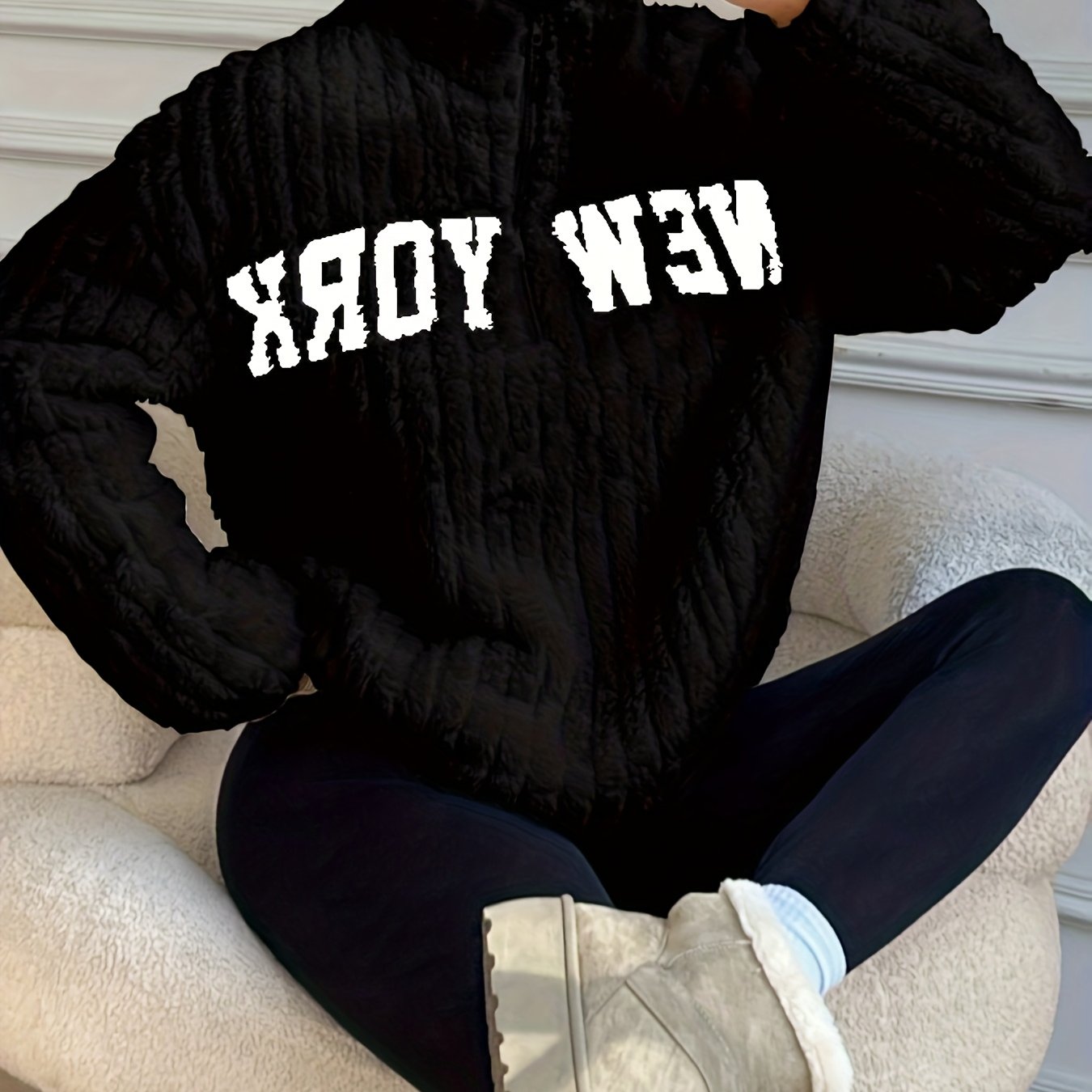 Cozy Quilted High Collar Sweatshirt for Women