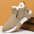 Botas de Neve Unissex para Inverno, Simples e Modernas em Cores Sólidas de Cinza, Preto, Caqui, Design Superior em PU, Design de Calçar Fácil, Sola de PVC Espessa e Macia Resistente ao Desgaste com Aderência Forte, Forrada para Calor e Conforto, Sapatos Deslizantes para Preguiça, Adequados para