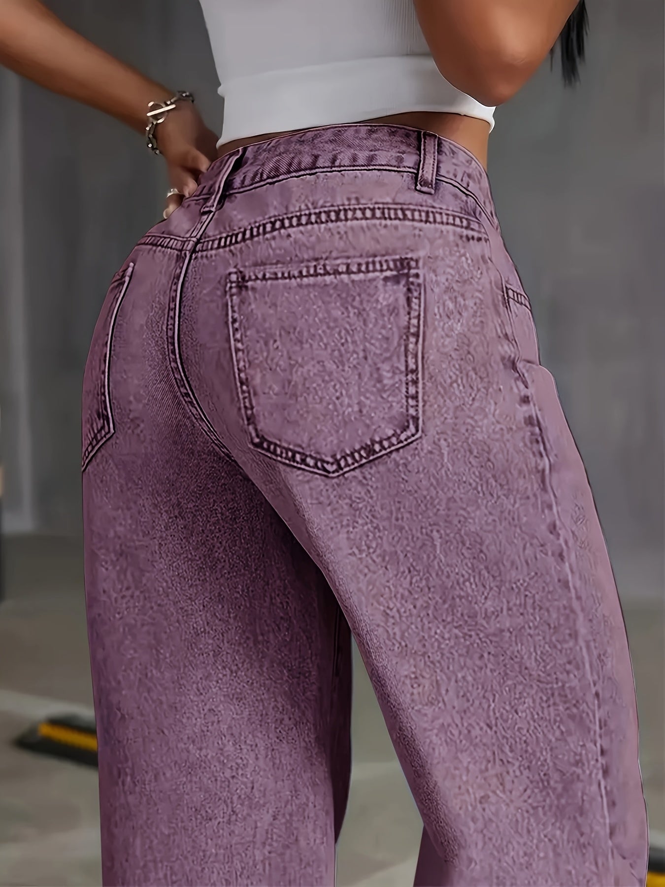 Novas calças jeans de cintura alta com controle abdominal, pernas retas e lavagem acid-washed para mulheres, calças largas com bolsos em várias cores, estilo streetwear, confortáveis para viagens, trabalho ou escritório