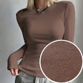 Elegant Ribbed Wool-Lined Women's Top - Cozy & Chic