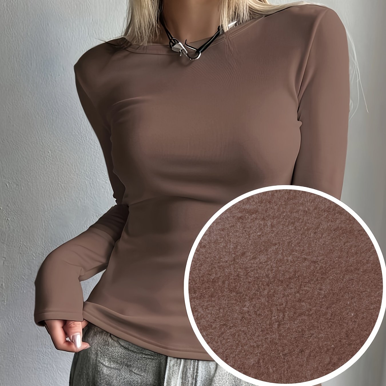 Elegant Ribbed Wool-Lined Women's Top - Cozy & Chic