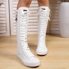 Botas de Cano Alto Rasas com Fecho Interior para Mulher | Pendente de Decoração de Halloween para Estudantes, Para Todas as Estações, Tamanhos 34-43