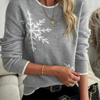Cozy Red Snowflake Sweater – Women's All-Season Comfort