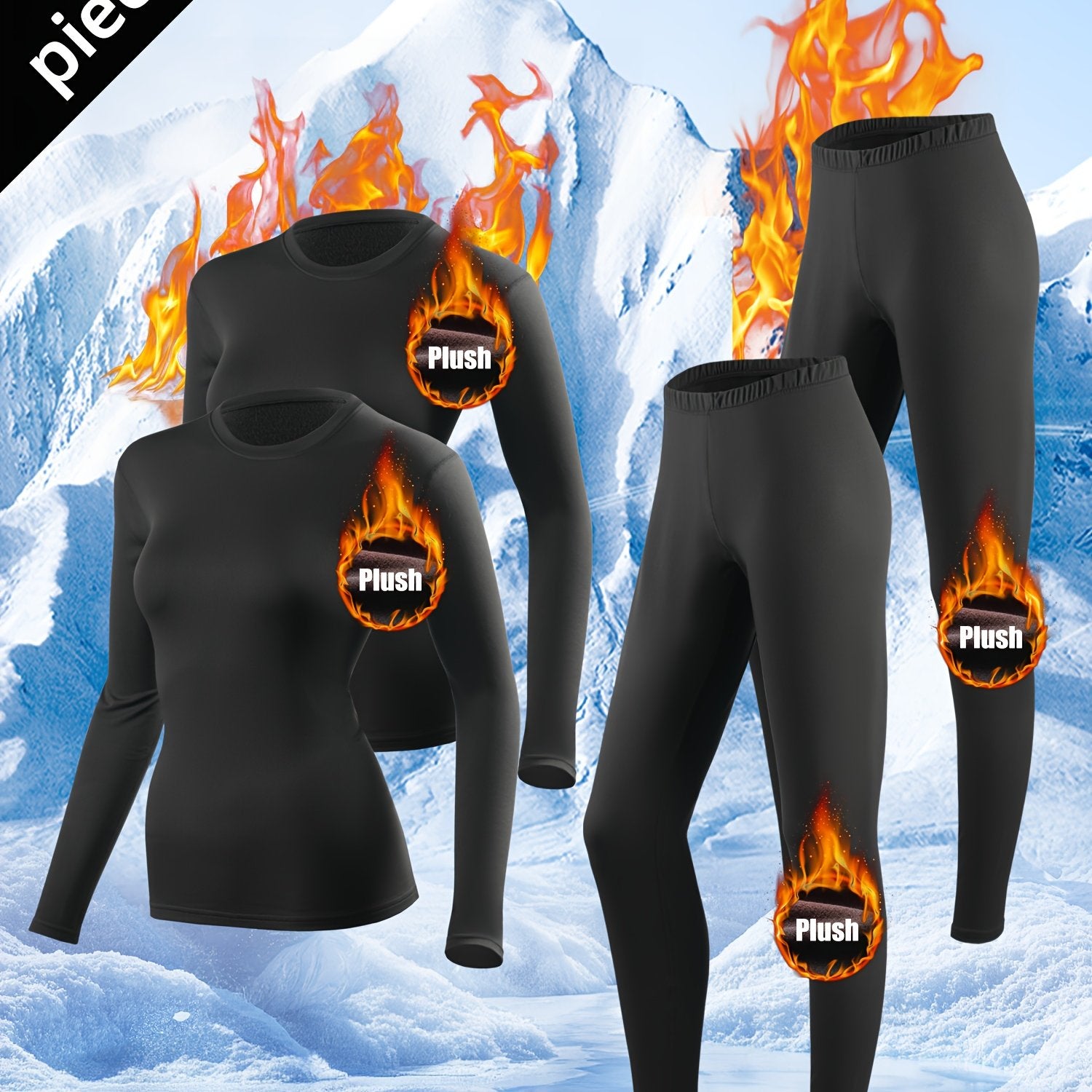 Women's Thermal 4-Piece Set with Plush Lining