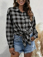 Camisa de Botões Oversize Feminina - Blusa de Manga Comprida e Corte Solto com Decote Quadrado, Tecido Opaco para Looks Diários e Formais - Transição Primavera/Outono, Roupa de Primavera Outono, Construção Durável, Topo Elegante, Roupa de Escritório
