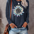 Sunflower Elegance Long Sleeve Women's Tee - Year-Round Style