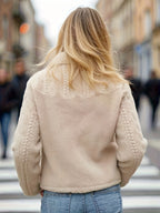 Casaco Curto de Inverno Feminino com Gola - Jaqueta Elegante e Quente, Fechamento com Botões, Lavável na Máquina, Comprimento Curto para Outono/Inverno, Design de Cor Sólida (Sem Transparência) - Ideal para Uso Diário/Casual