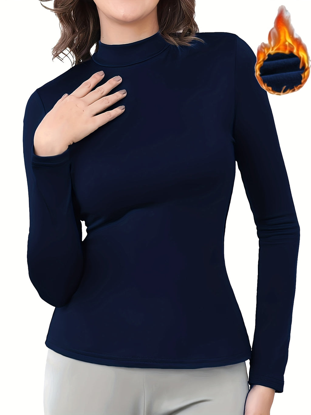 Top Térmico Feminino - Tecido Macio e Elástico, Preto Sólido, Lavável à Máquina, Corte Slim para Uso Casual