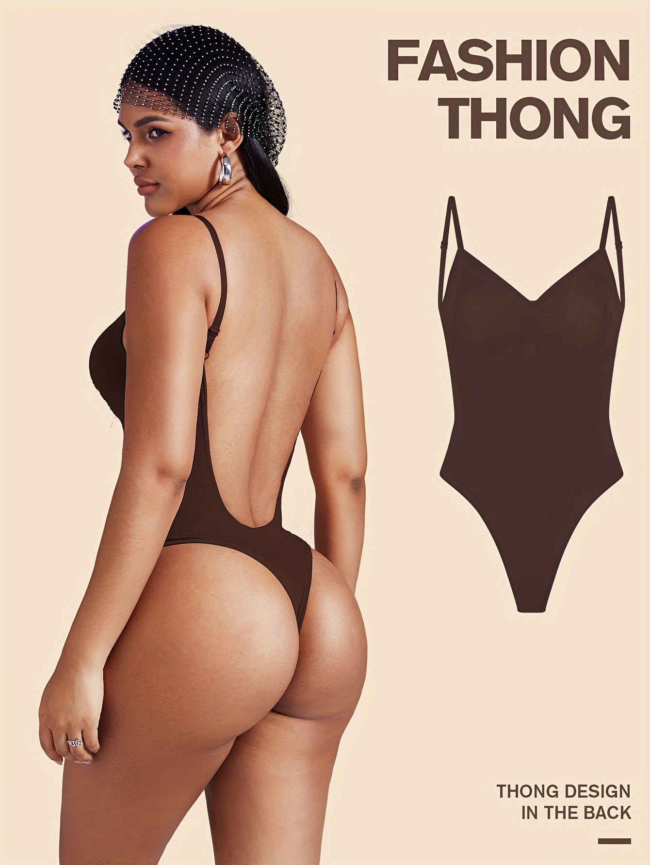 1 Peça Body Feminino Sem Costas com Controle de Barriga - Modelador Invisível e Sem Costura para Vestidos Internos & Casamento TE211