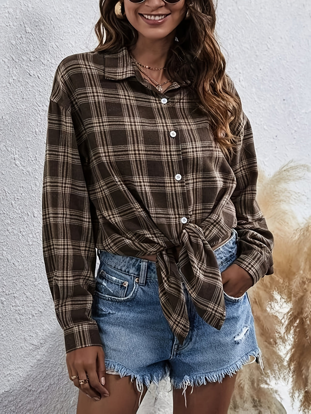 Camisa de Botões Oversize Feminina - Blusa de Manga Comprida e Corte Solto com Decote Quadrado, Tecido Opaco para Looks Diários e Formais - Transição Primavera/Outono, Roupa de Primavera Outono, Construção Durável, Topo Elegante, Roupa de Escritório