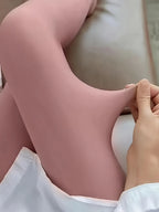 Calças térmicas falsas translúcidas de alta elasticidade, leggings elásticas de cintura alta para o outono, lingerie e roupas de dormir femininas