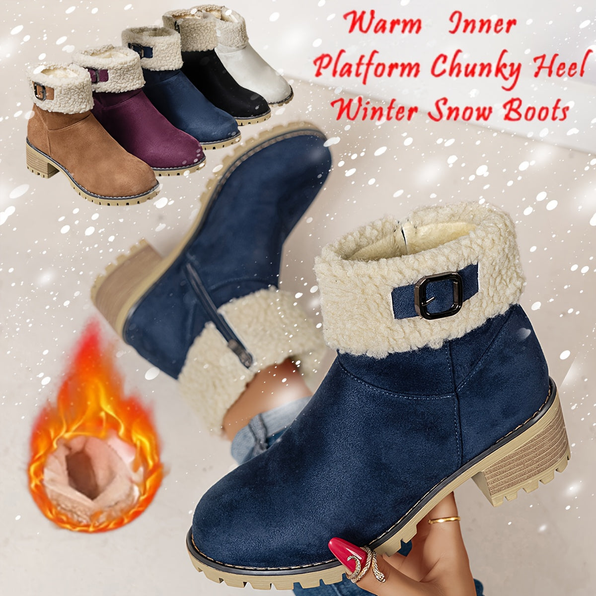 Botas Femininas de Cano Curto, Clássicas e Confortáveis. Botas de Inverno em Cores Quentes: Caqui, Preto e Bege. Botas de Cor Sólida, Forradas com Fleece, Aumentam a Altura e Antiderrapantes, Leves, com Bico Redondo Fofo. Gola Macia e Peluda. Botas Femininas Estilosas para Outono/Inverno, Inspiradas