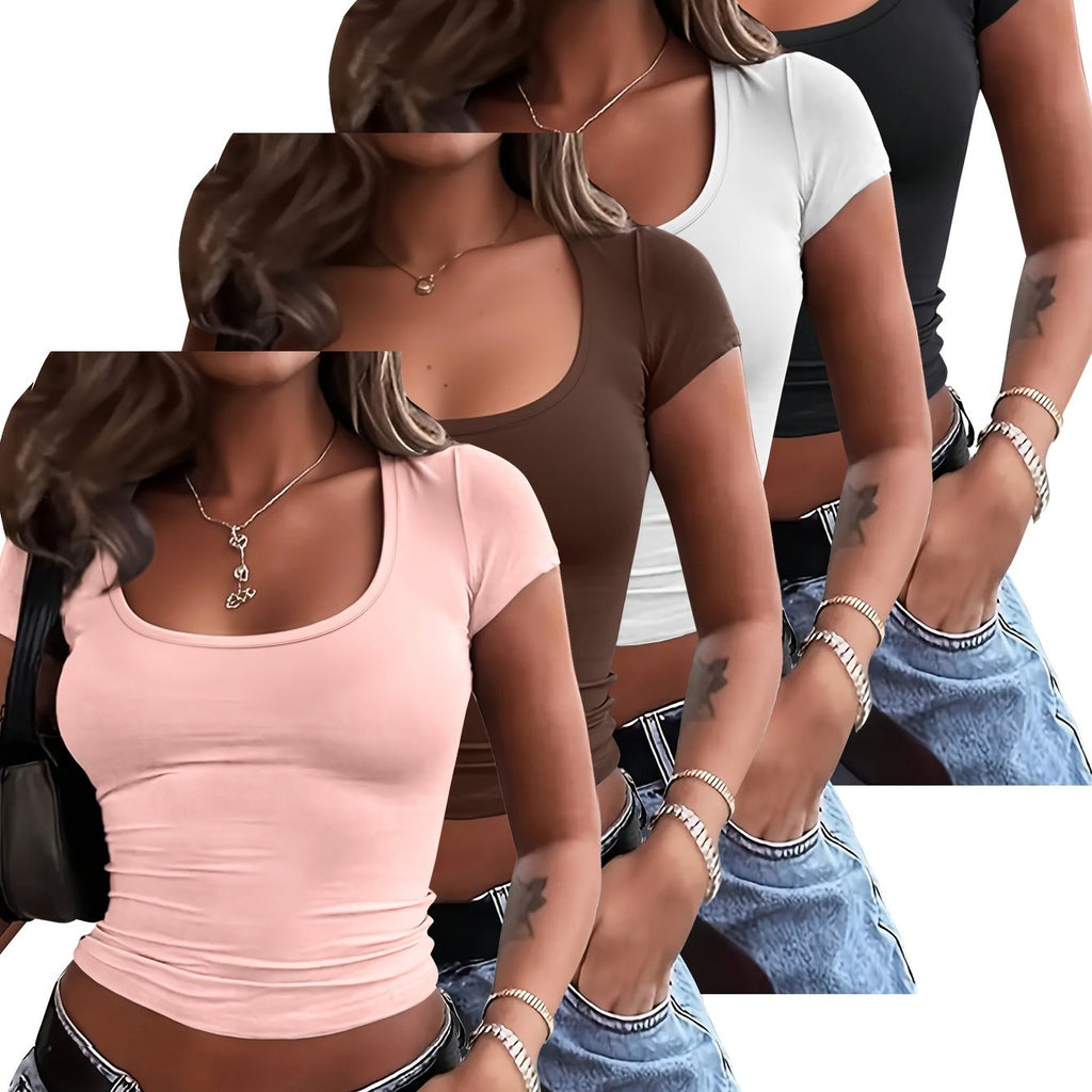 Essential Minimalist Women's Crop Tops - 4-Pack