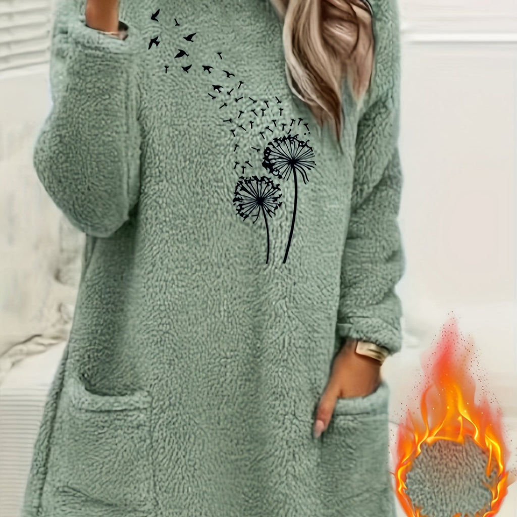 Cozy Dandelion Print Women's Knit Sweater - Autumn Essential