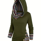 Chic Striped Hooded Knit Sweatshirt