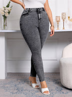 Jeans femininos oversized elásticos