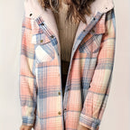 Chic Hooded Plaid Women's Jacket - Cozy Fall/Winter Style