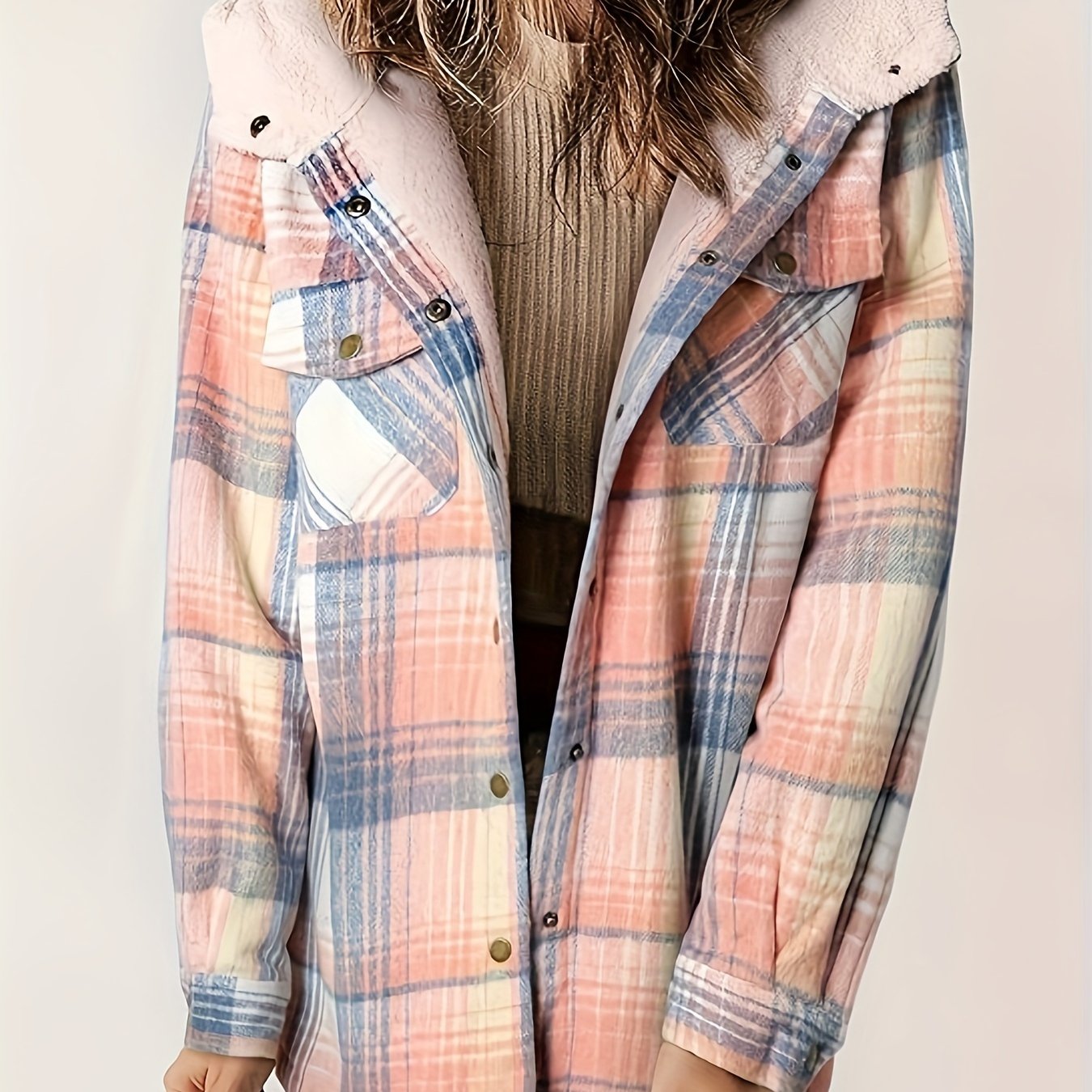 Chic Hooded Plaid Women's Jacket - Cozy Fall/Winter Style
