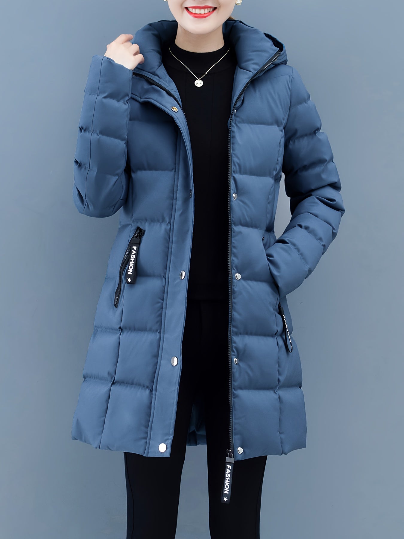 Urban Grace Quilted Mid-Length Jacket with Hood