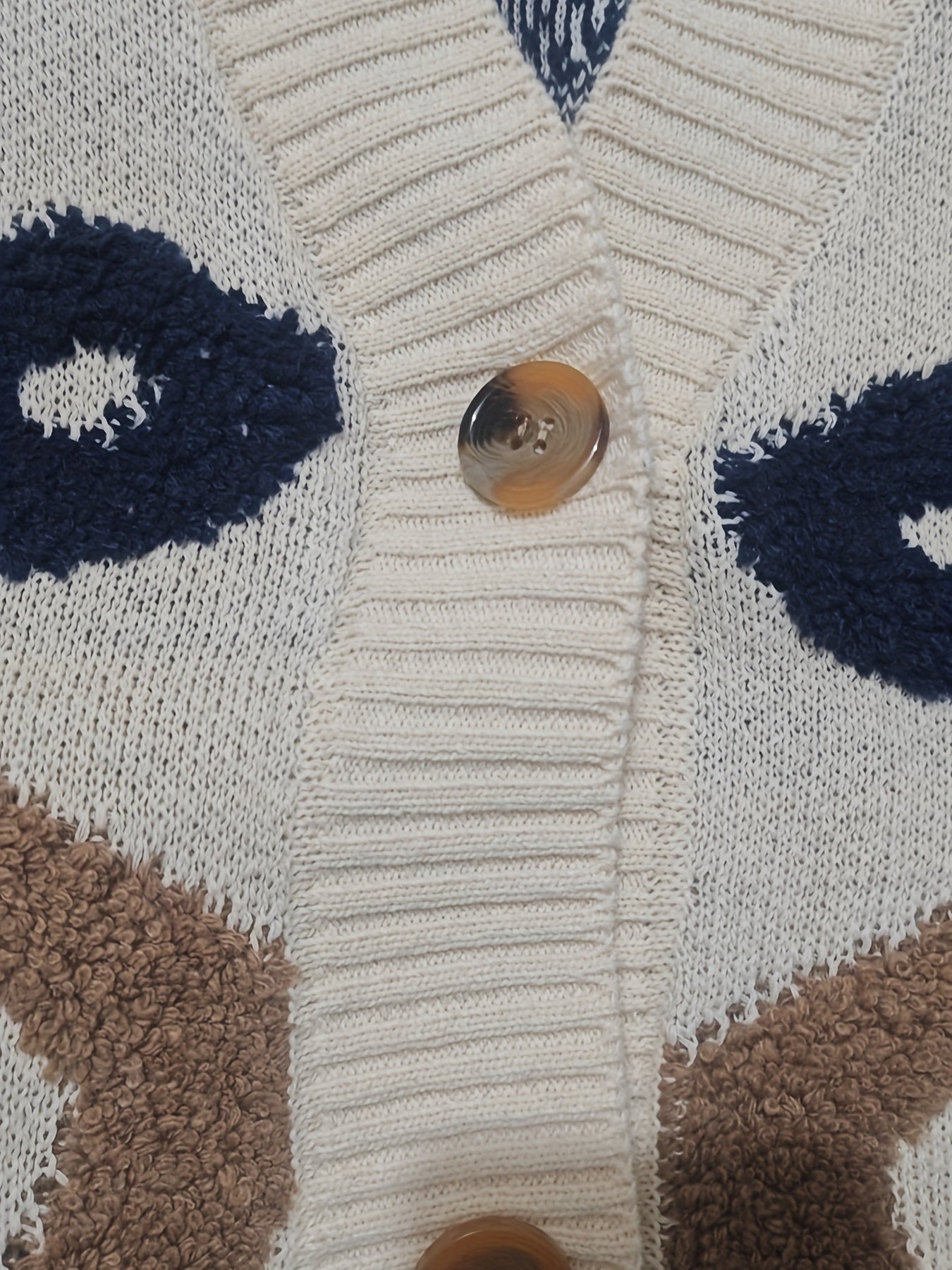 Cardigan de botão com padrão de letras, cardigan casual de manga longa para outono e inverno, roupas femininas