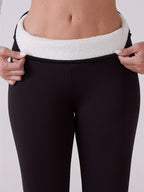 Conjunto de 2 leggings de cintura alta para mulher de tamanho grande, calças térmicas forradas com lã bordada, meias elásticas quentes de inverno, 88% poliéster 12% elastano, tecido de malha, cor sólida para todas as estações