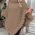 Elegant Women's Cape Coat with Faux Fur Collar