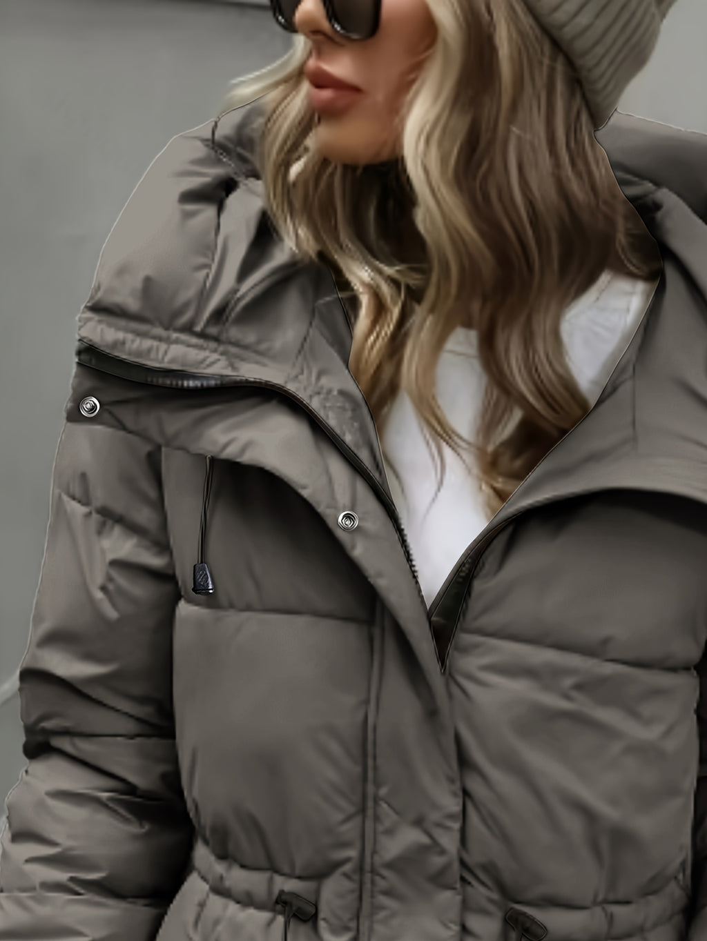 Casaco de Cor Lisa Feminino | Comprimento Midi, Manga Comprida, Detalhe de Cordão, Estilo Casual, Moda Elegante para Outono e Inverno