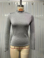 Top Térmico Feminino - Tecido Macio e Elástico, Preto Sólido, Lavável à Máquina, Corte Slim para Uso Casual