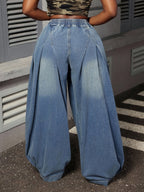 Jeans Elegantes e Largos para Mulher | Para Todas as Estações, Cor Lisa, Tecido Ligeiramente Elástico, Design Moderno e Elegante