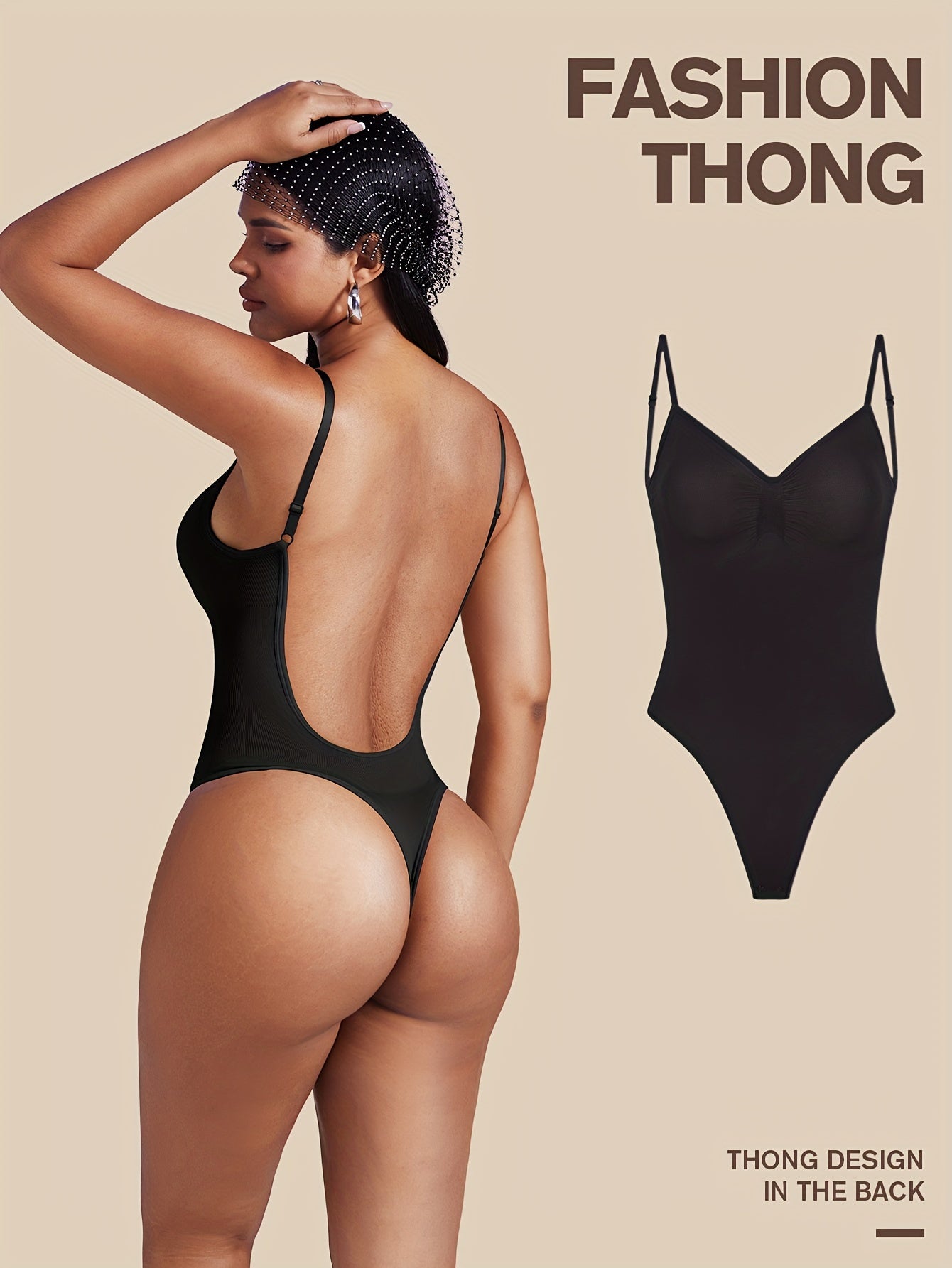 1 Peça Body Feminino Sem Costas com Controle de Barriga - Modelador Invisível e Sem Costura para Vestidos Internos & Casamento TE211