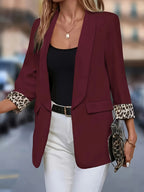 Blazer Elegante Preto para Mulheres Plus Size - Jaqueta com Gola Aberta e Mangas 3329, Lavável à Mão, Corte Versátil para Todas as Estações, Ideal para Uso Casual e Profissional no Escritório | Tecido Sem Elasticidade